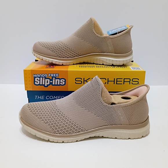 Skechers Virtue Sleek Taupe Women's Slip-On Vegan Sneakers - Picture 2 of 10